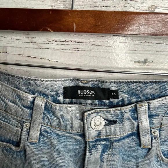 Hudson high rise straight holly jeans size 26 sparkly silver  blue - Picture 7 of 9